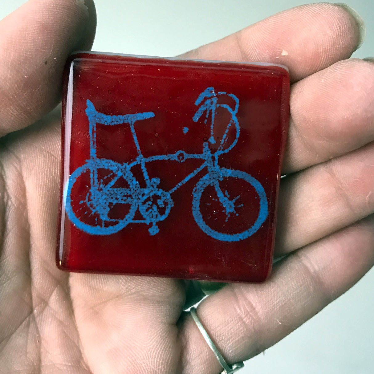 Vintage Bike Fused Glass 1.75" Magnet