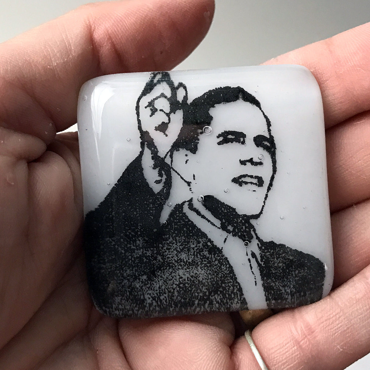 Barack Obama Fused Glass 1.75" Magnet