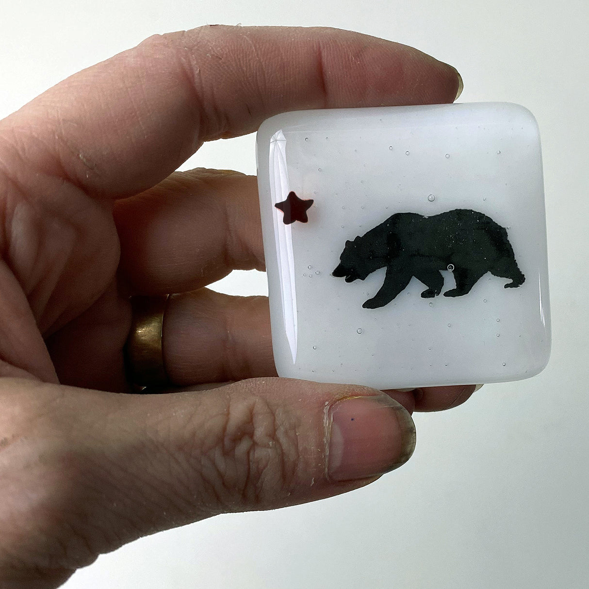 California Flag Fused Glass 1.75" Magnet - made to order