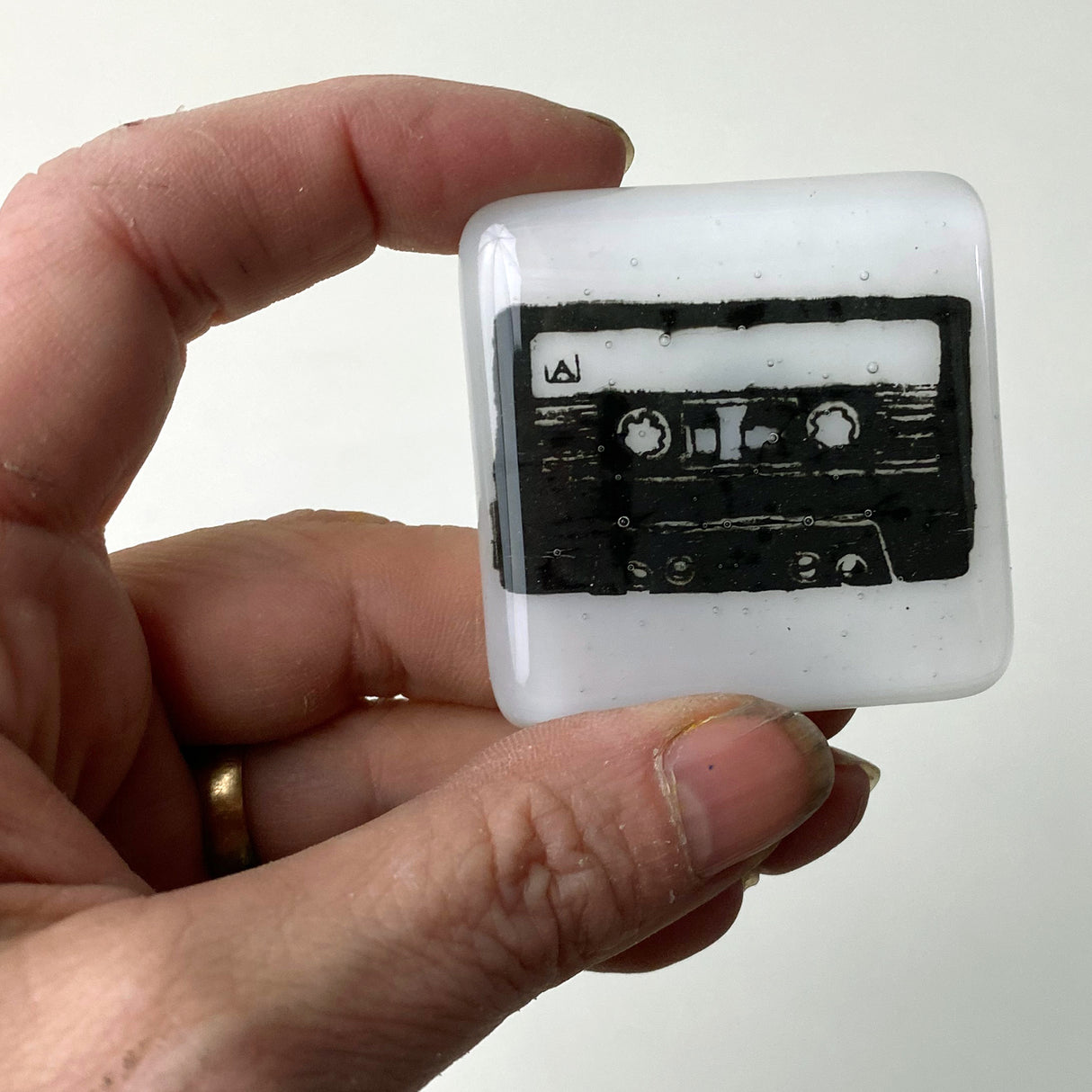 Cassette Party Mix Fused Glass 1.75" Magnet