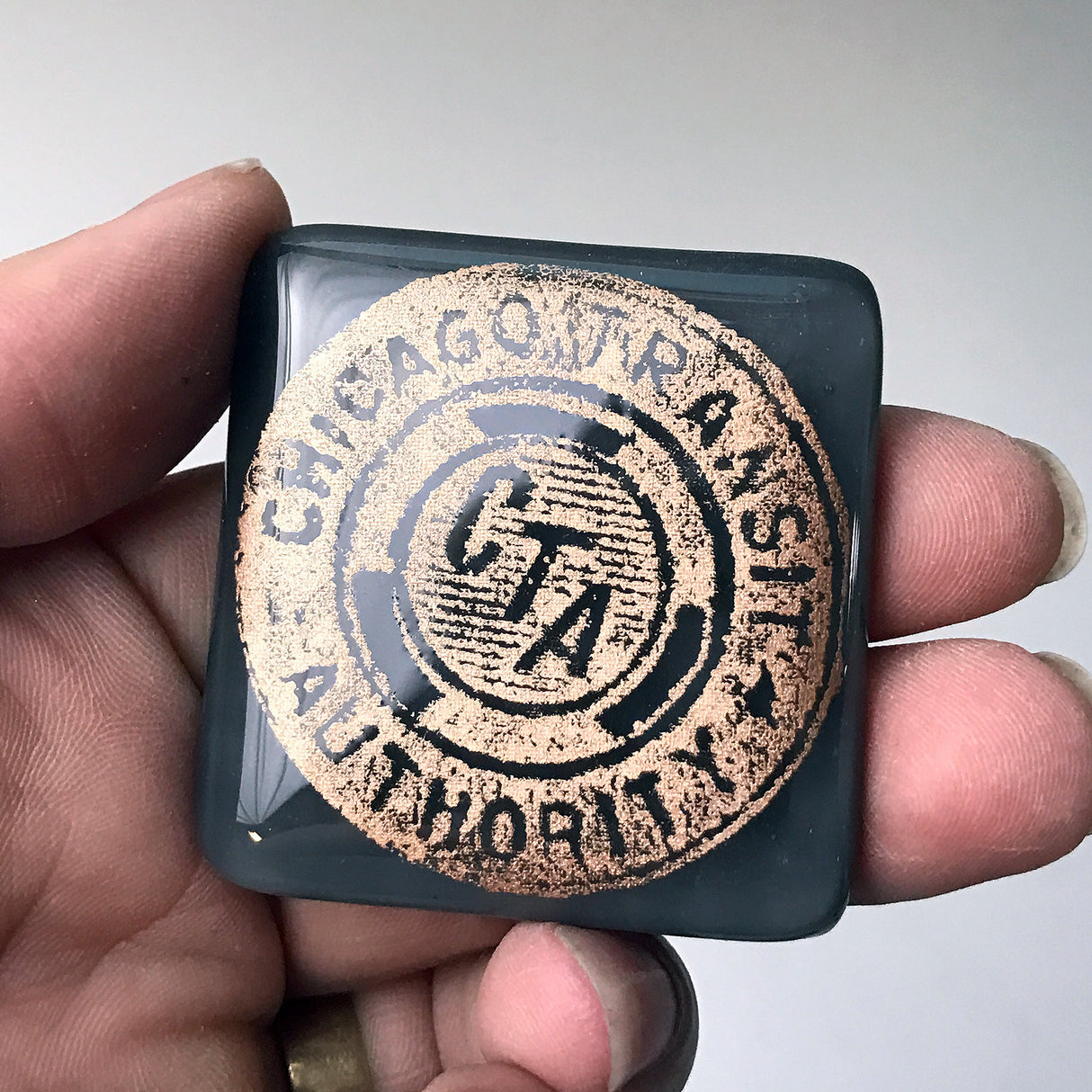 Chicago CTA Token Fused Glass 1.75" Magnet