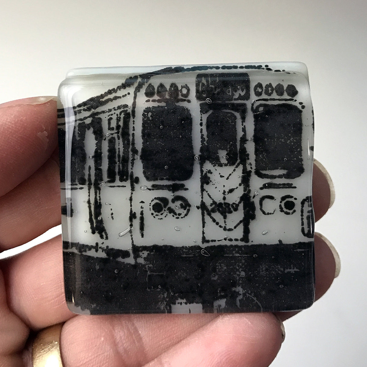 Chicago El Train Fused Glass 1.75" Magnet