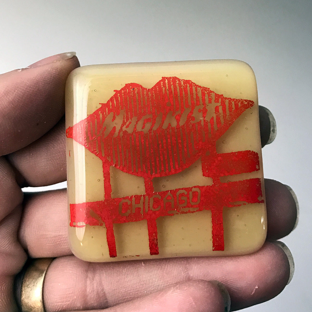 Chicago Magikist Fused Glass 1.75" Magnet
