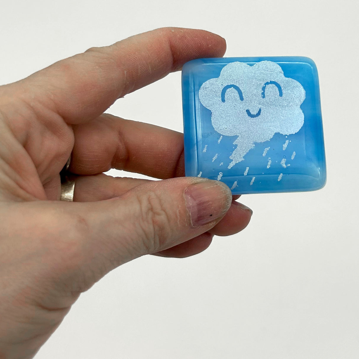 Happy Storm Cloud Fused Glass 1.75" Magnet