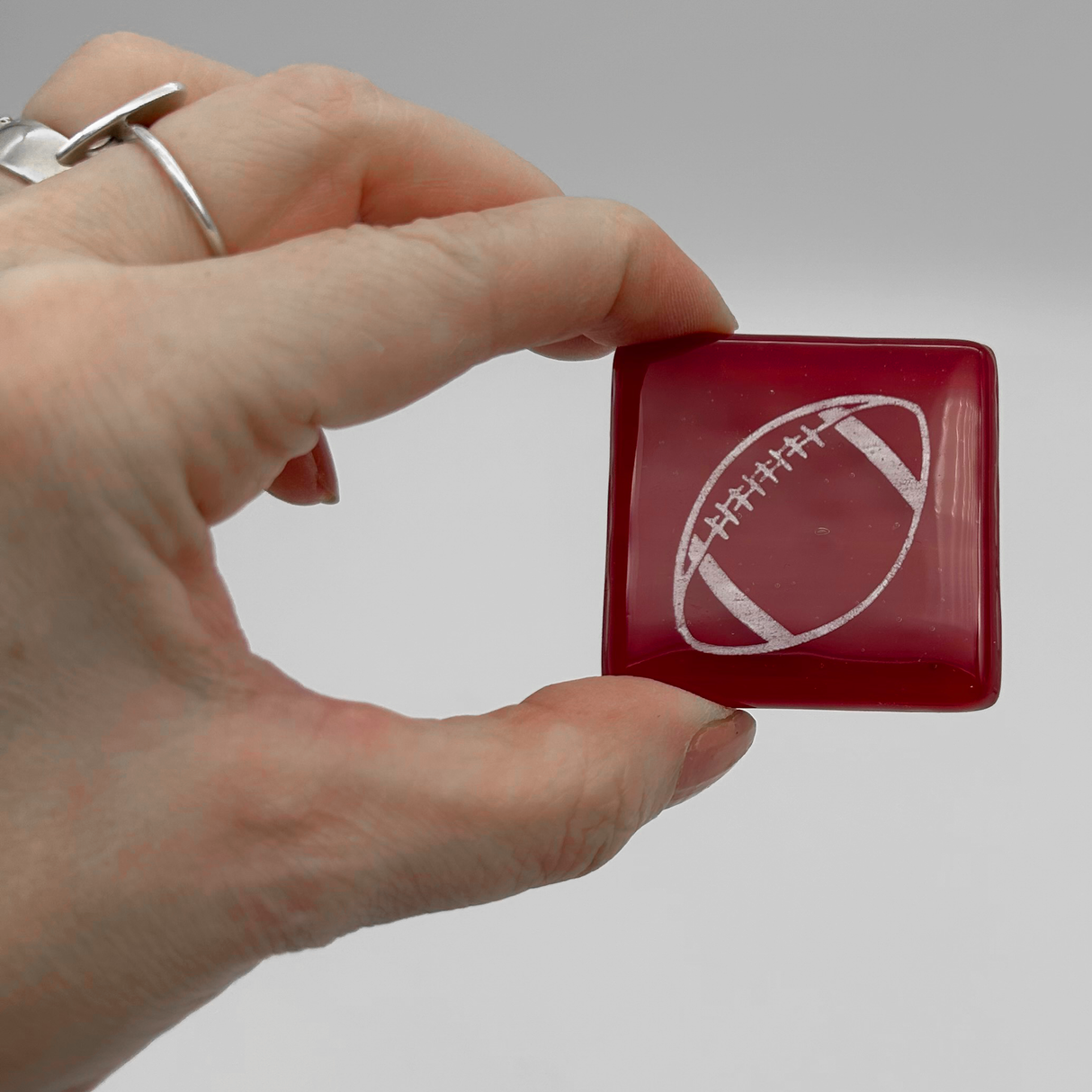 Football Fused Glass 1.75" Magnet