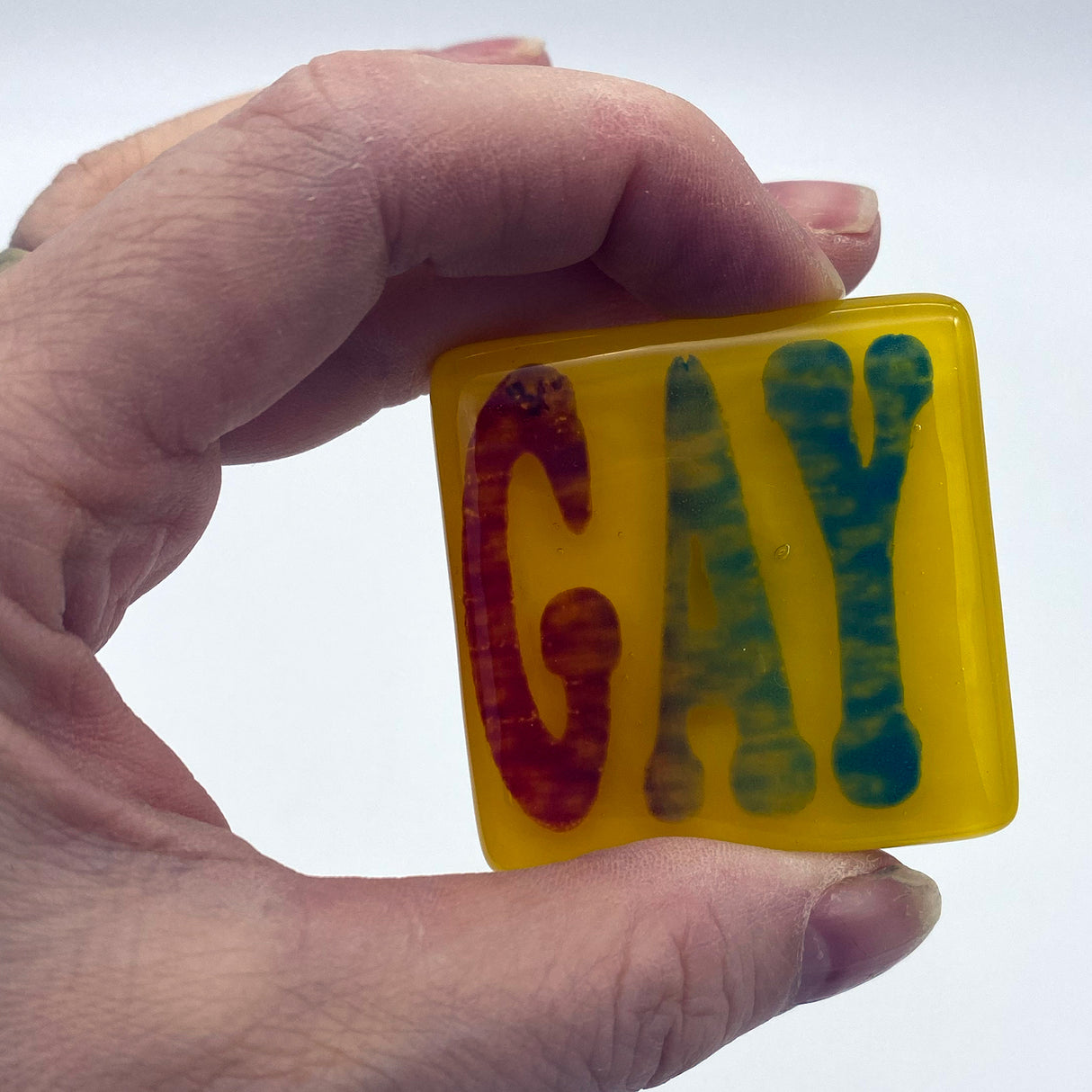 GAY Fused Glass 1.75" Magnet