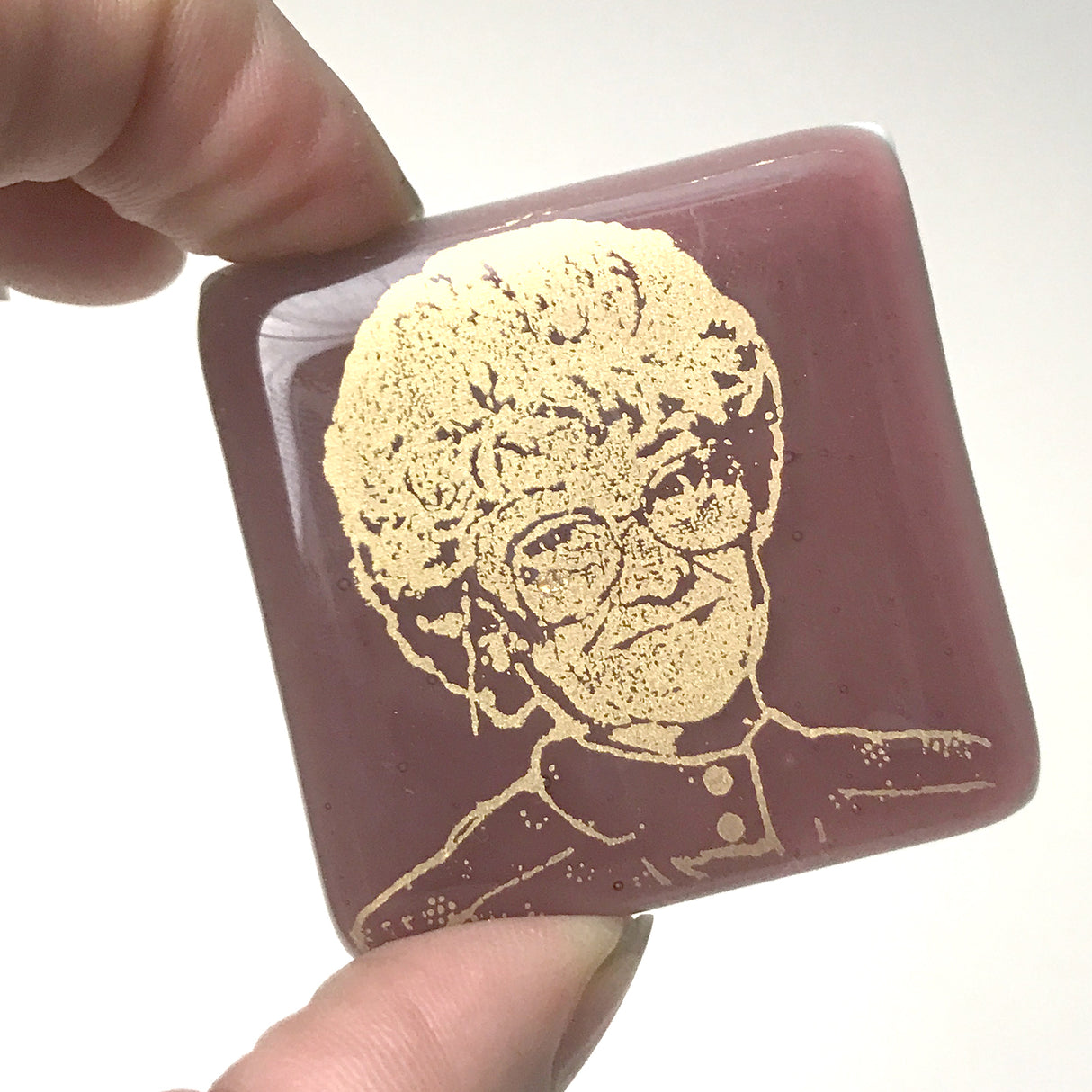 Golden Girls Actress Estelle Getty Fused Glass 1.75" Magnet