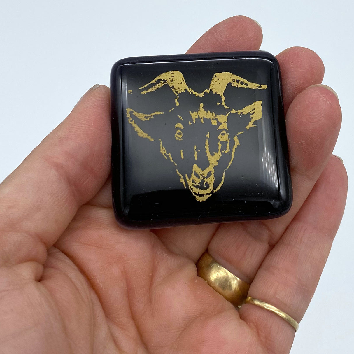 Mystical Goat Head Fused Glass 1.75" Magnet