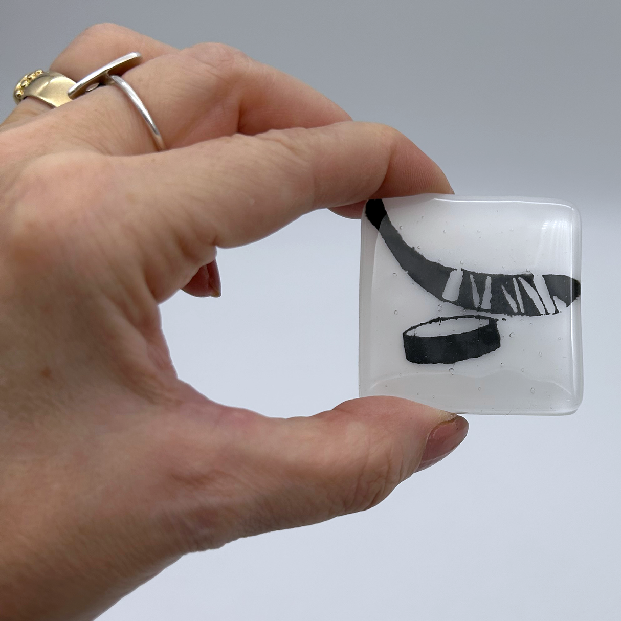 Hockey Fused Glass 1.75" Magnet