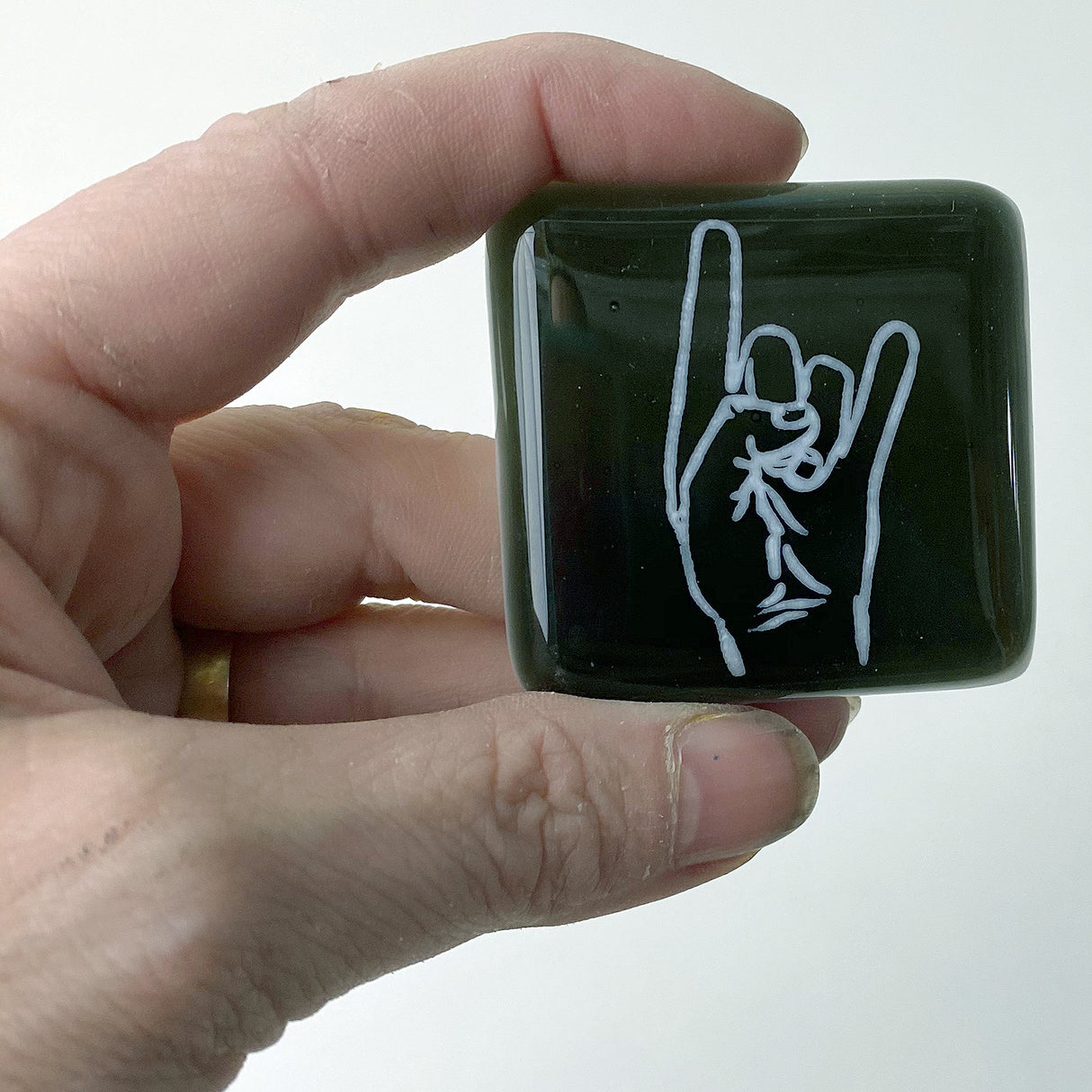 Throwin' Horns Fused Glass 1.75" Magnet