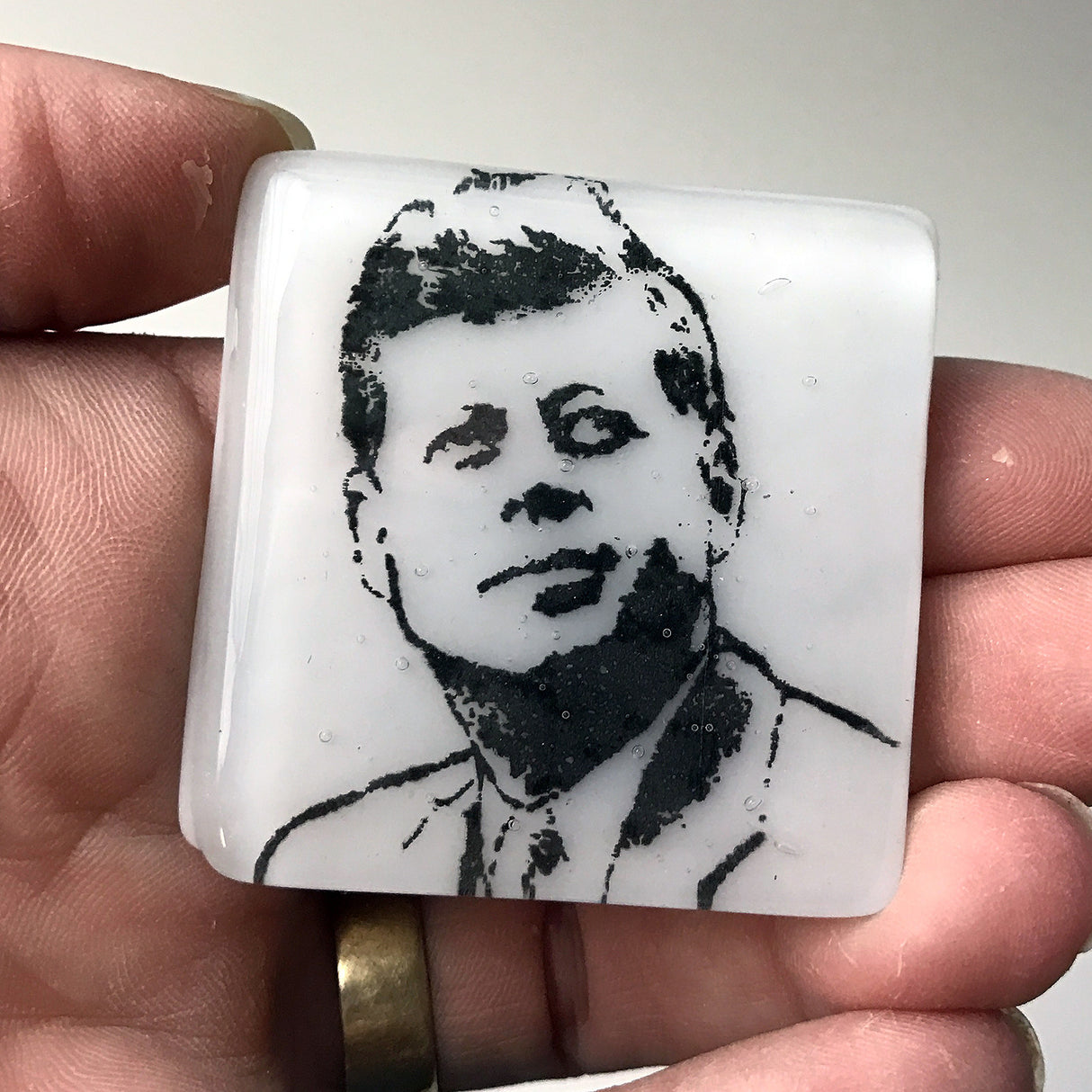 John F. Kennedy JFK Fused Glass 1.75" Magnet