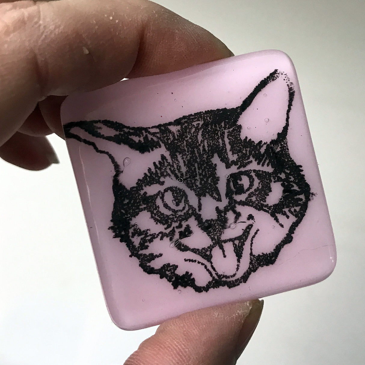 Kitty Fused Glass 1.75" Magnet