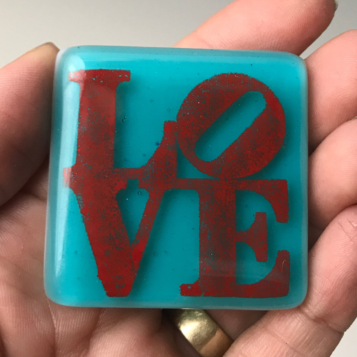 LOVE Fused Glass 1.75" Magnet
