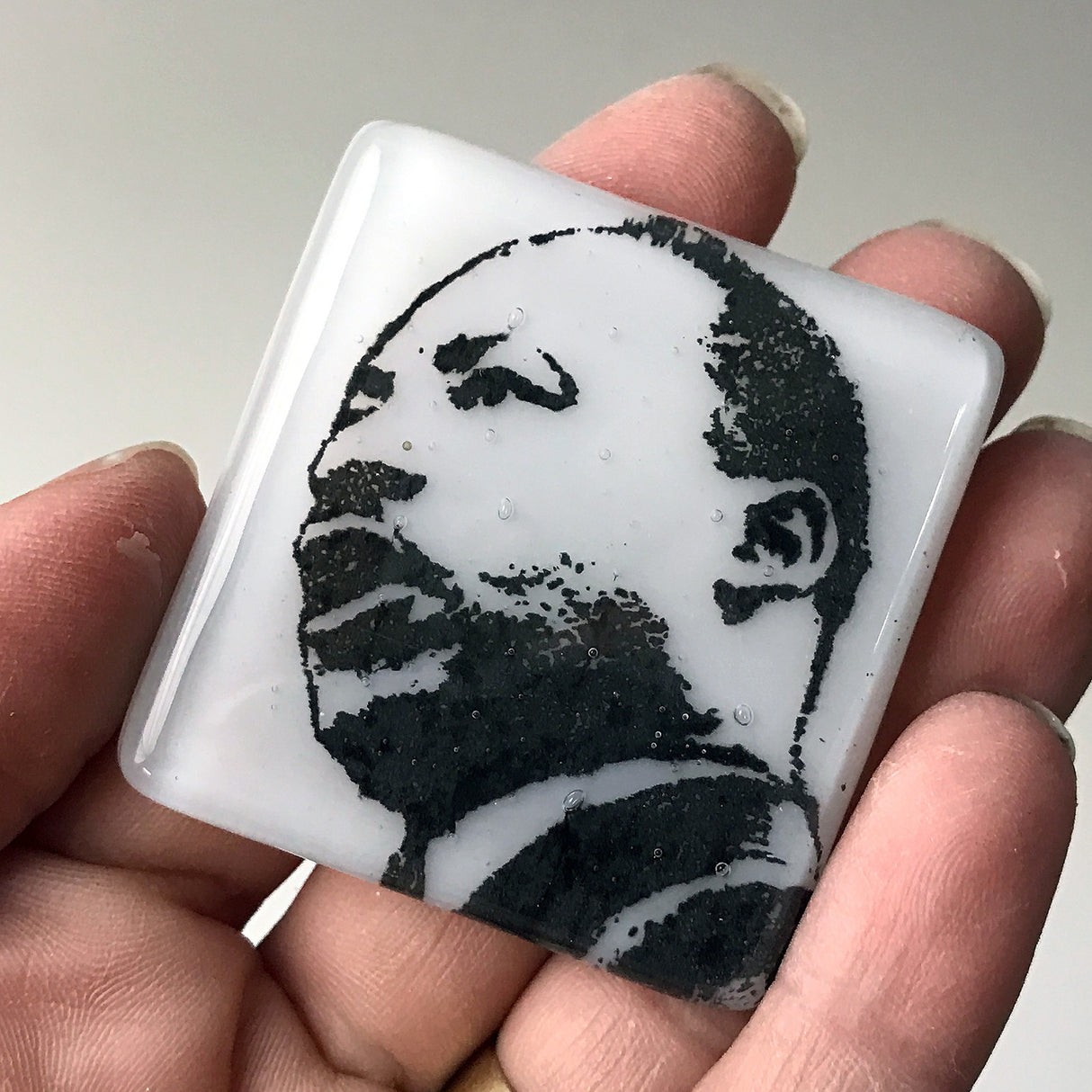 Dr. Martin Luther King Jr. MLK Fused Glass 1.75" Magnet
