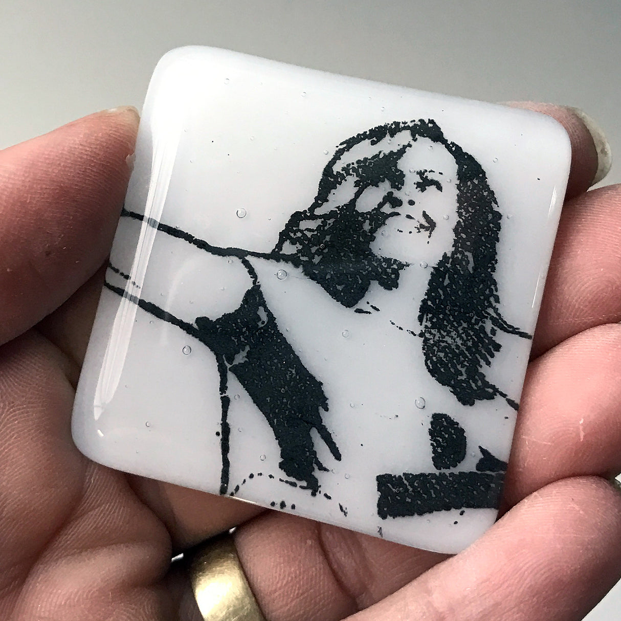 Michelle Obama Fused Glass 1.75" Magnet