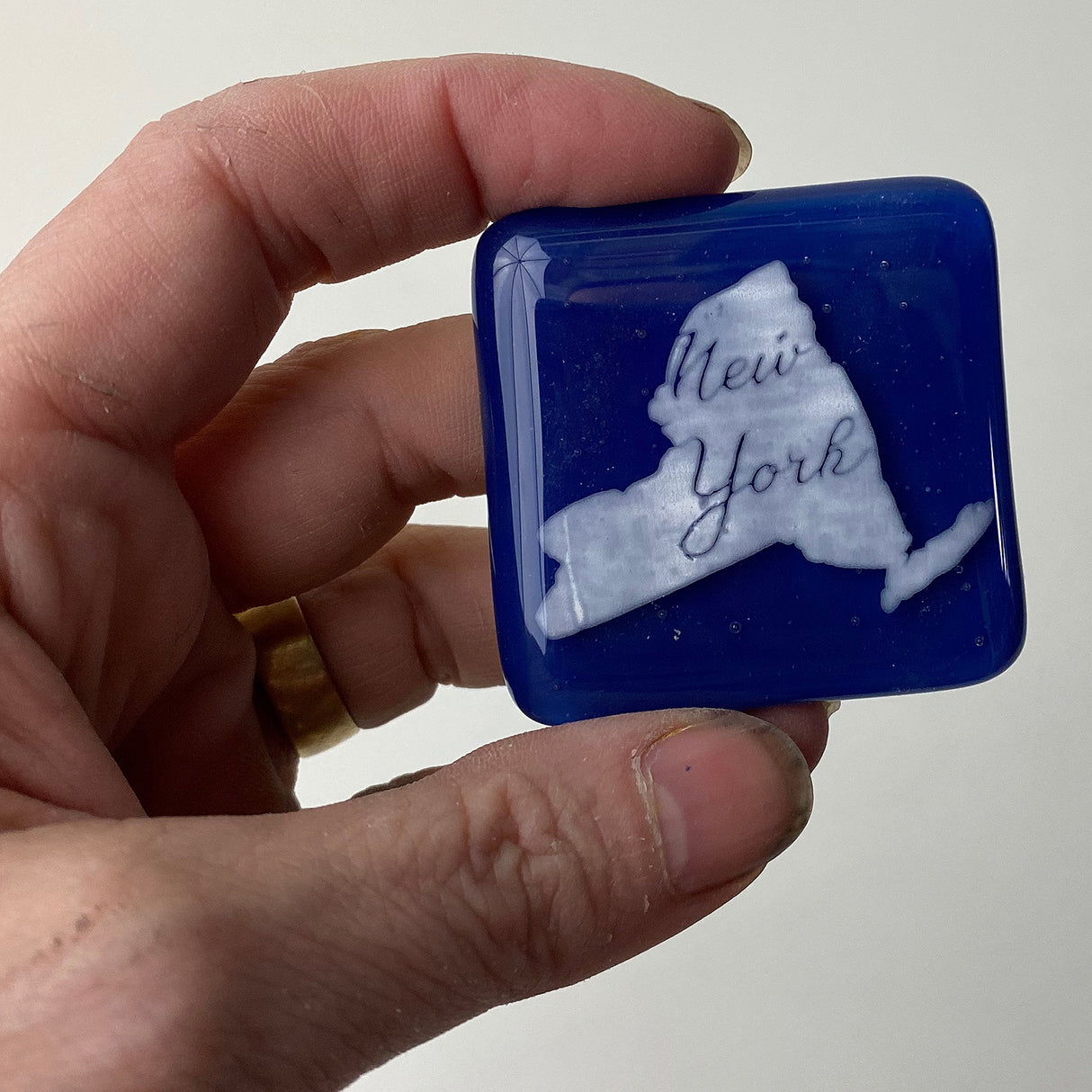 New York State Fused Glass 1.75" Magnet