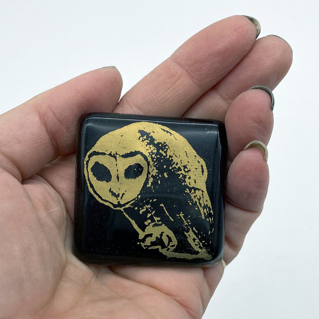 Mystical Owl Fused Glass 1.75" Magnet