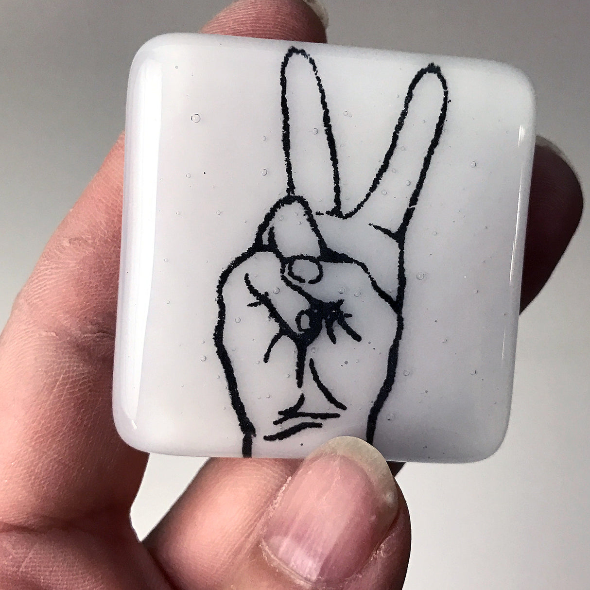 Peace Sign Fused Glass 1.75" Magnet