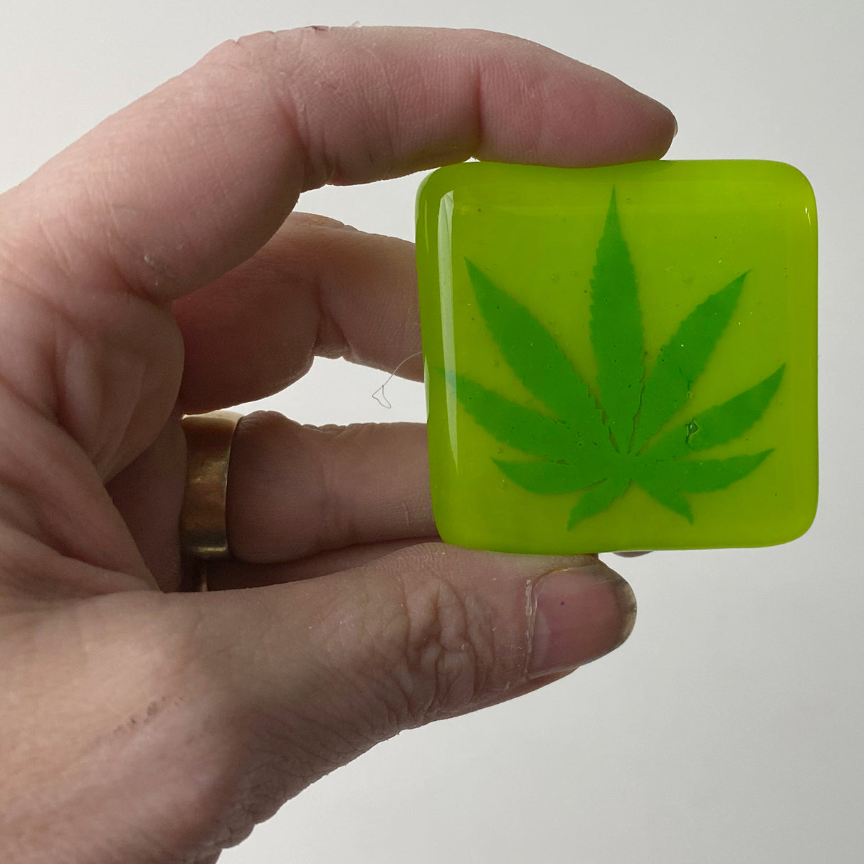 Pot Leaf Fused Glass 1.75" Magnet