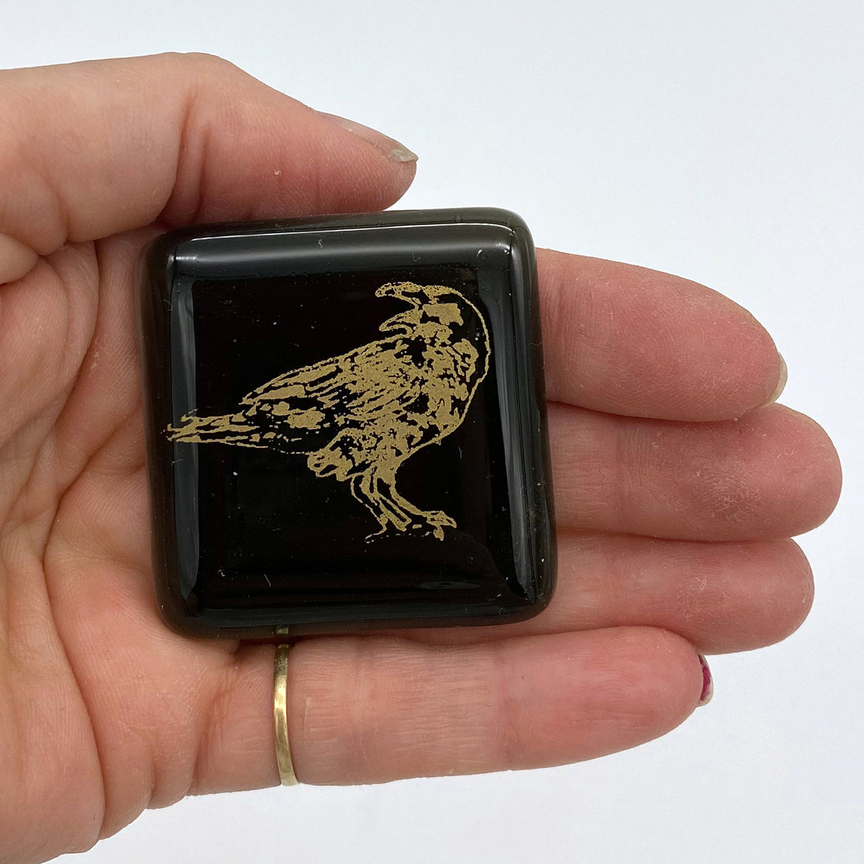 Mystical Raven Fused Glass 1.75" Magnet