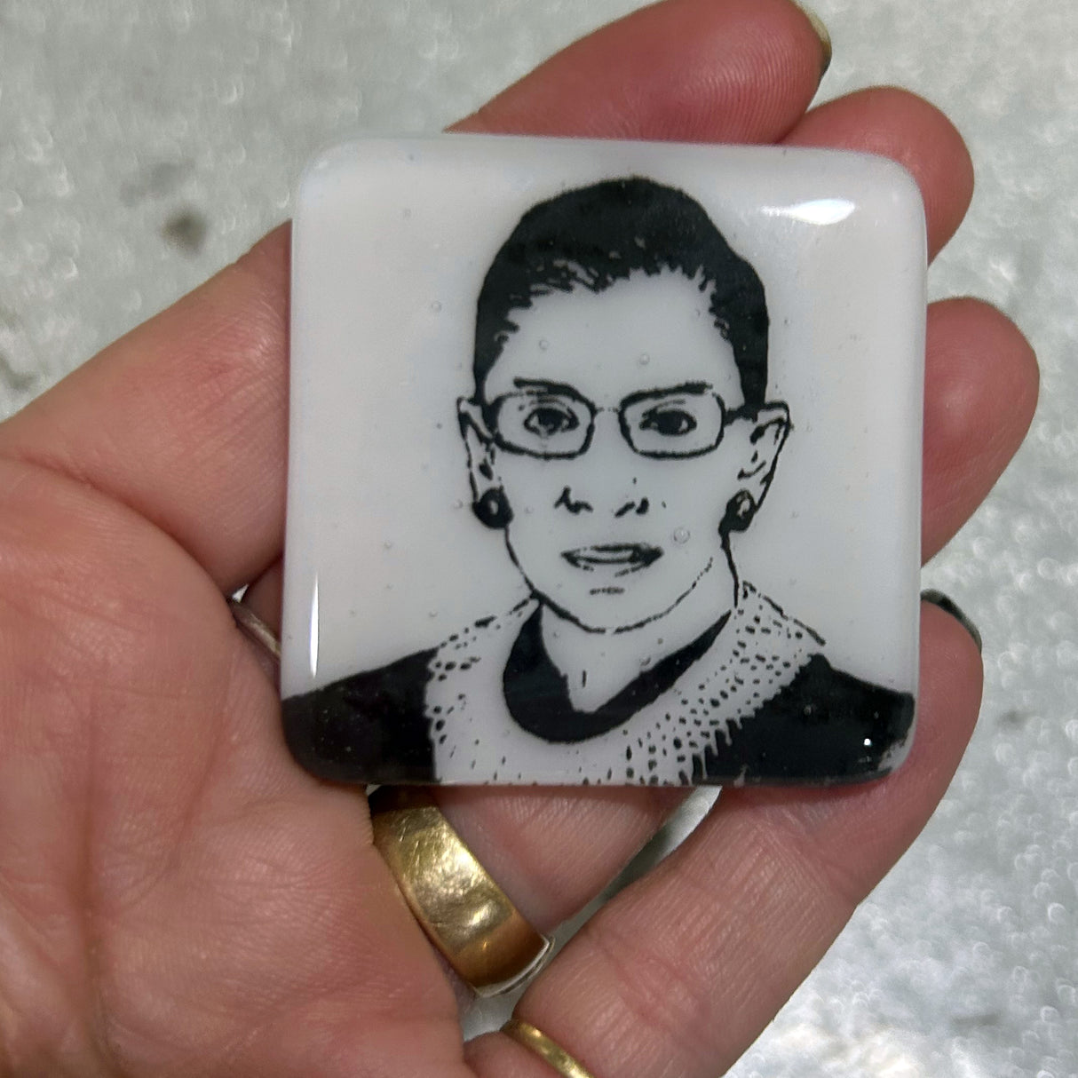 Ruth Bader Ginsburg Fused Glass 1.75" Magnet