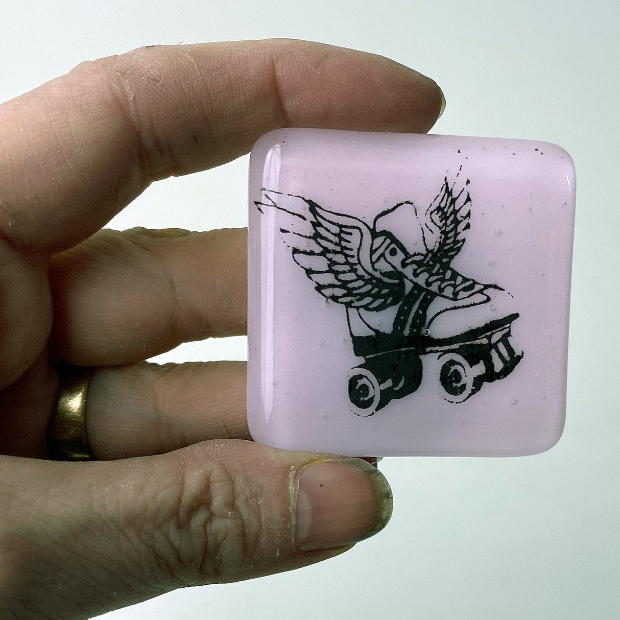 Roller Skate Fused Glass 1.75" Magnet