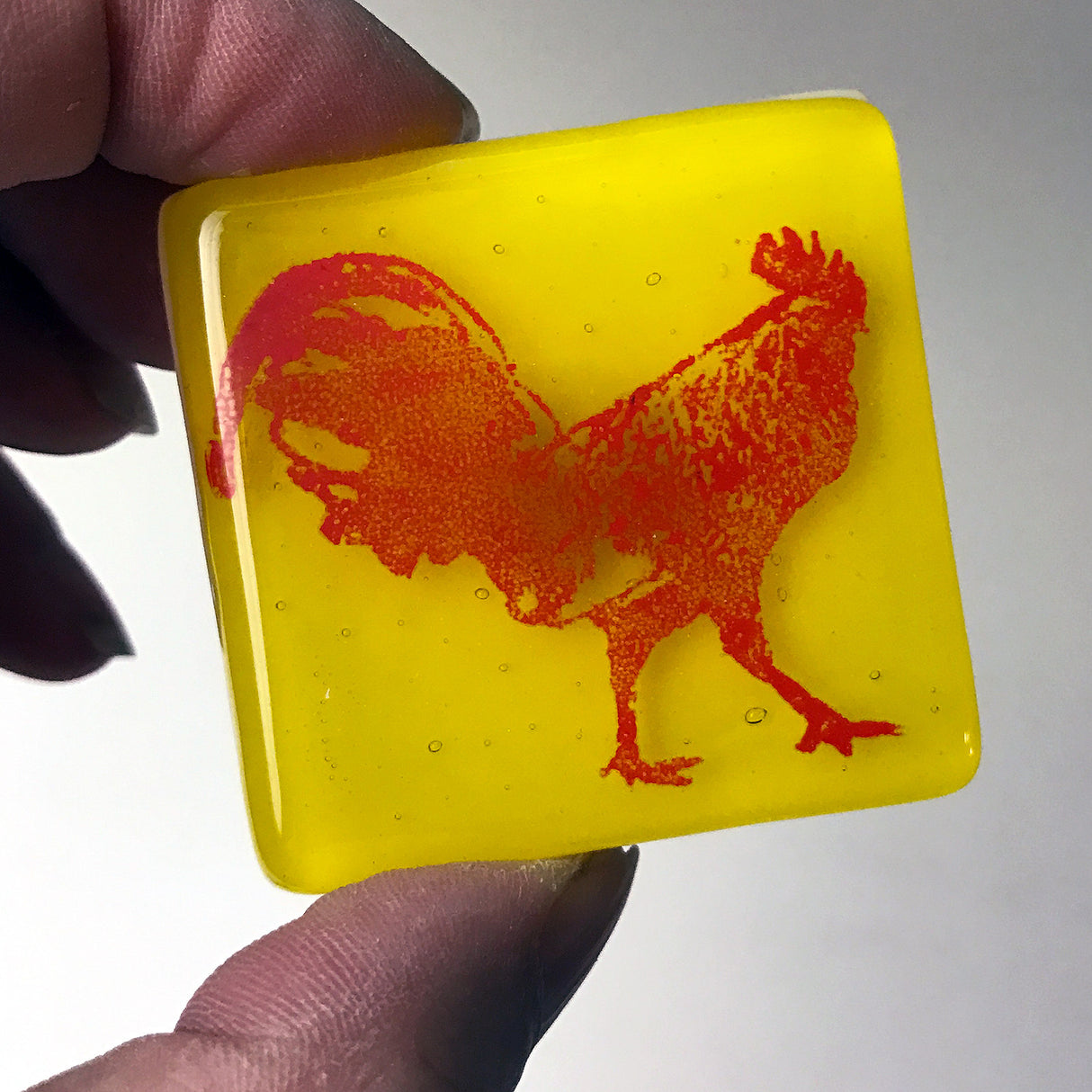 Rooster Fused Glass 1.75" Magnet