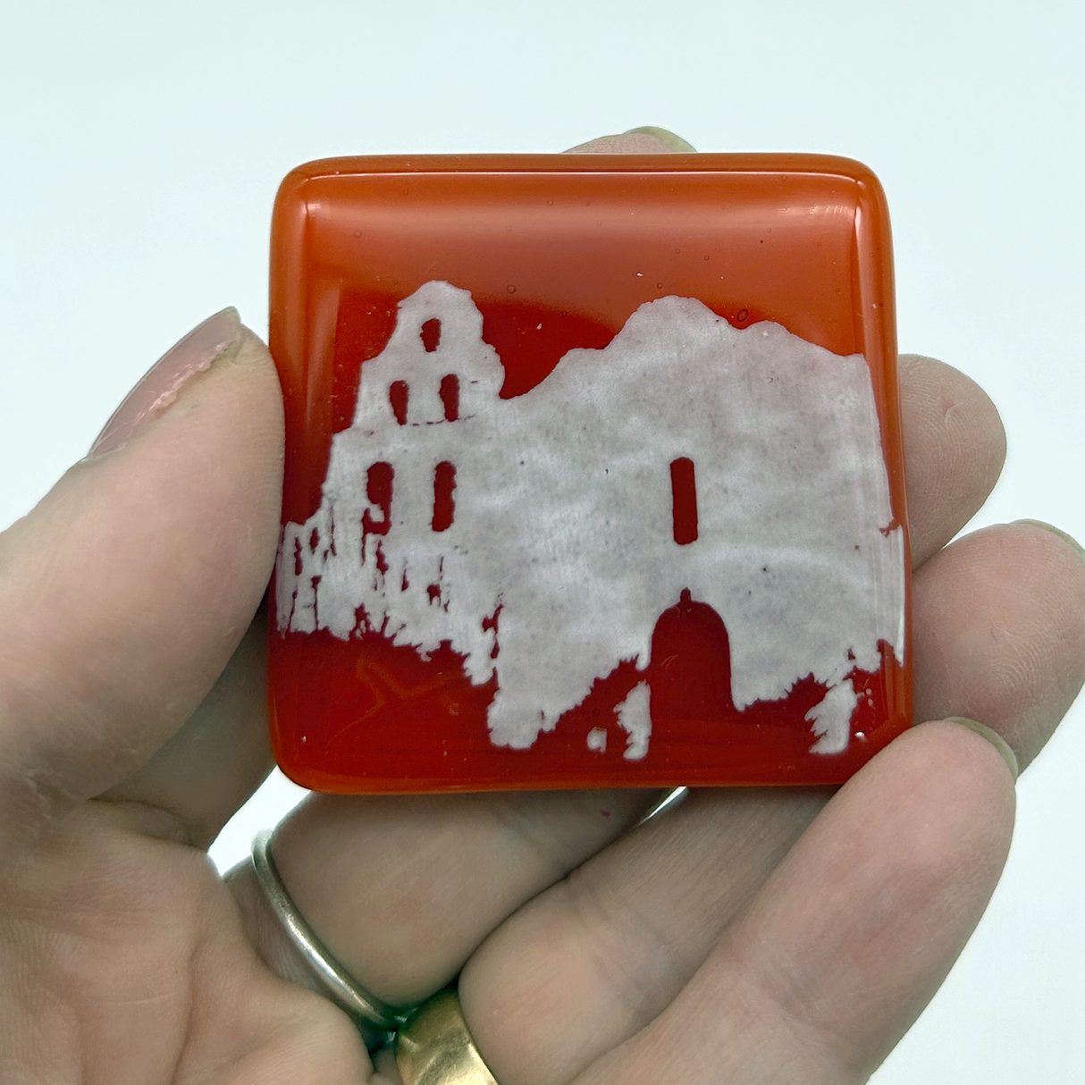 San Diego Mission Fused Glass 1.75" Magnet - made to order