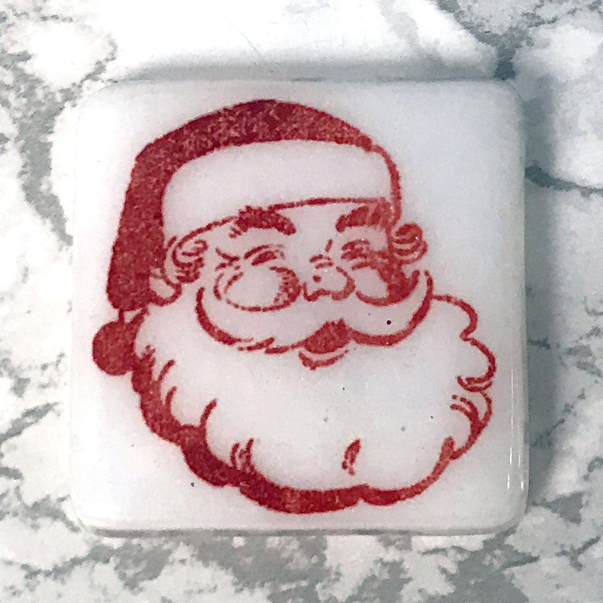 Vintage Santa Fused Glass 1.75" Magnet