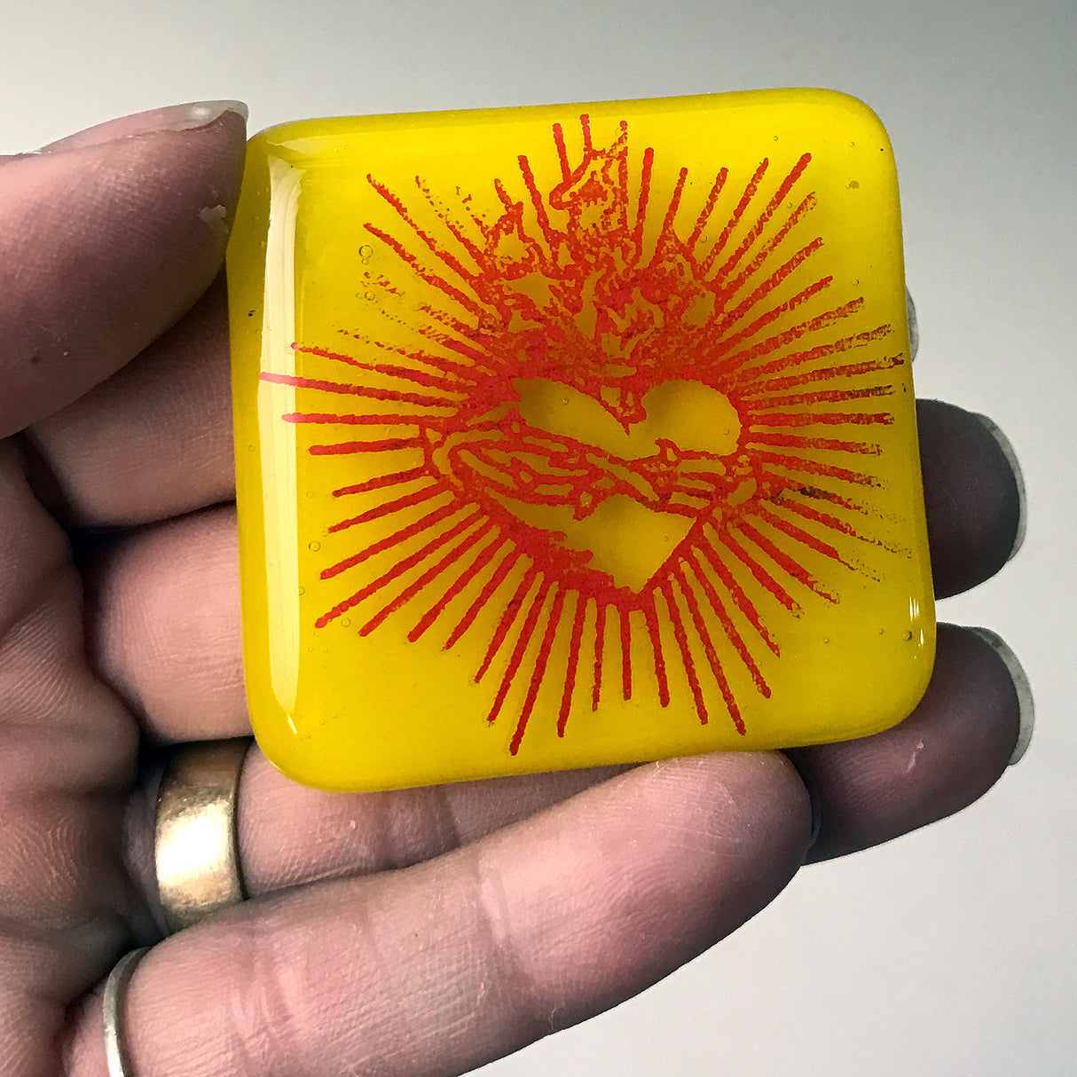 Sacred Heart Fused Glass 1.75" Magnet