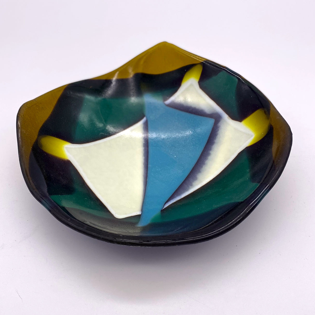 Medium Bowl - One of a Kind, Chartreuse-Ivory-Turquoise
