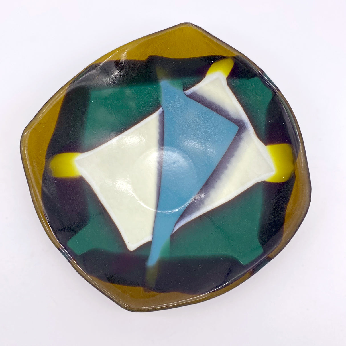 Medium Bowl - One of a Kind, Chartreuse-Ivory-Turquoise