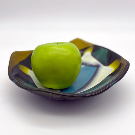 Medium Bowl - One of a Kind, Chartreuse-Ivory-Turquoise