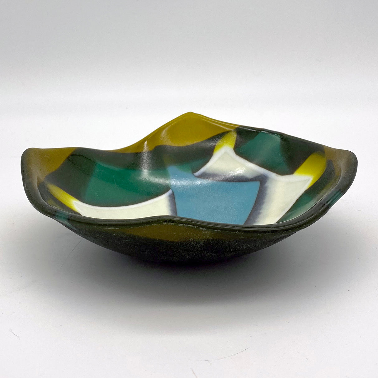 Medium Bowl - One of a Kind, Chartreuse-Ivory-Turquoise