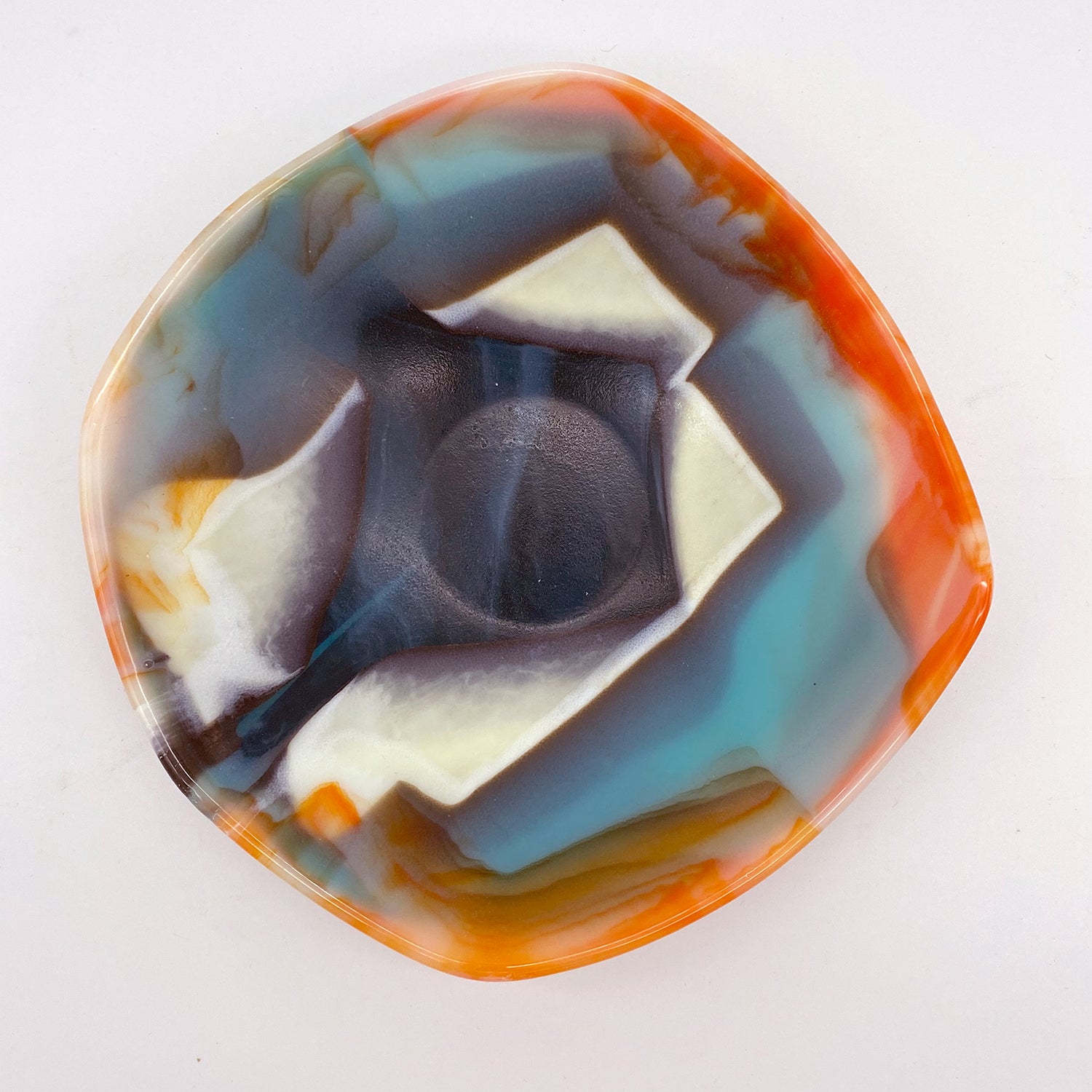 Medium Bowl - One of a Kind, Orange-Ivory-Blue