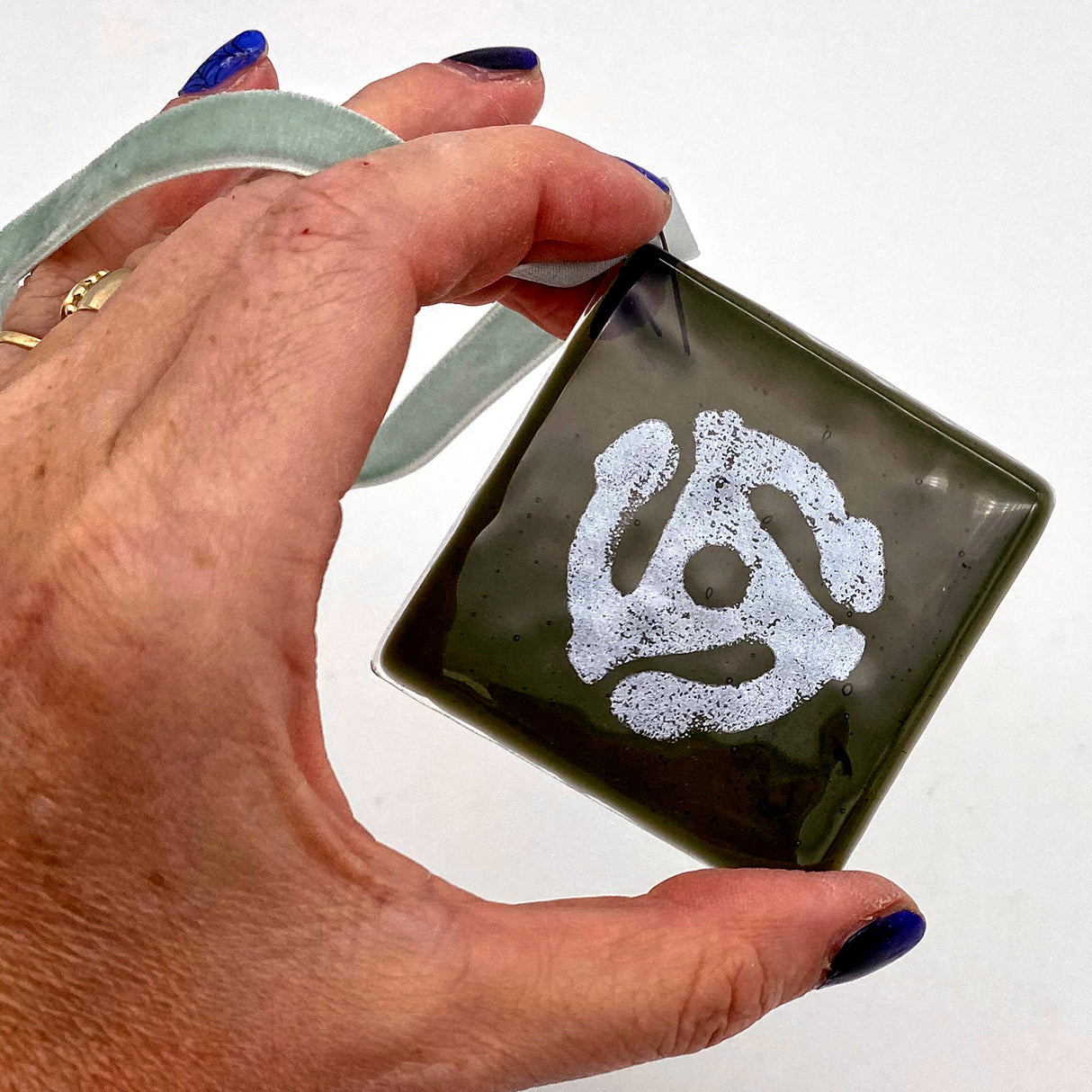 45 Record Adapter 2.25" Fused Glass Ornament