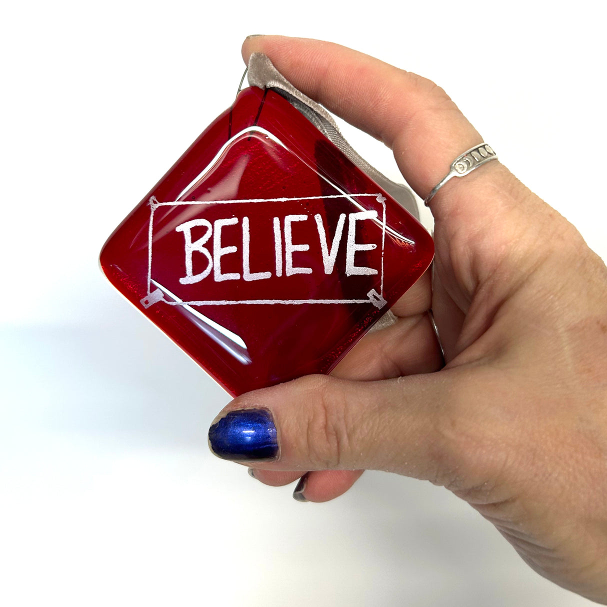 Ted Lasso "Believe" 2.25" Fused Glass Ornament