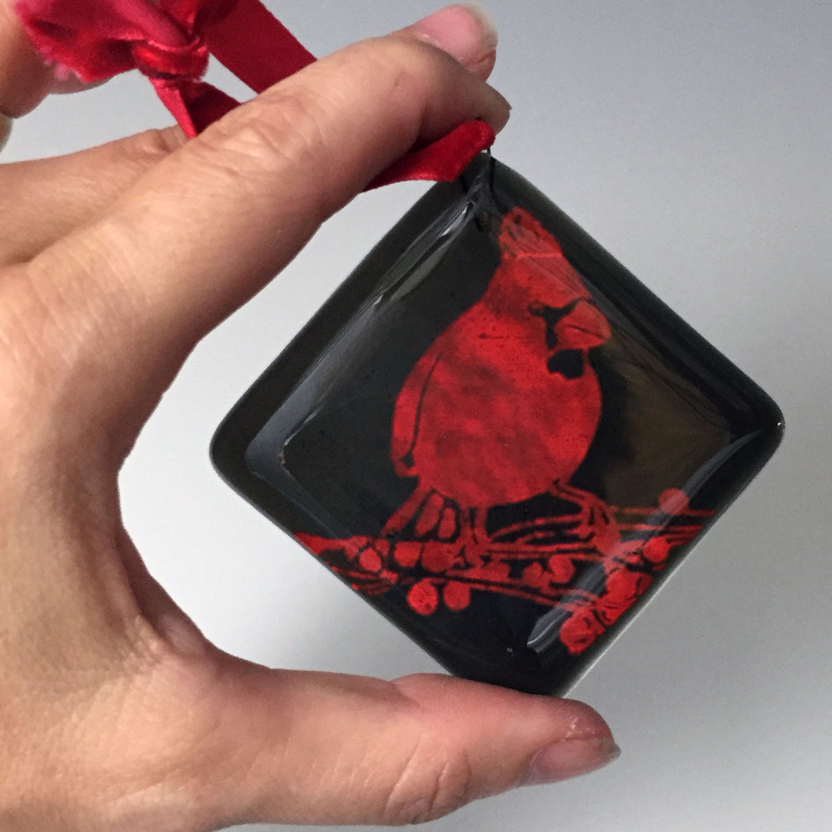 Cardinal 2.25" Fused Glass Ornament