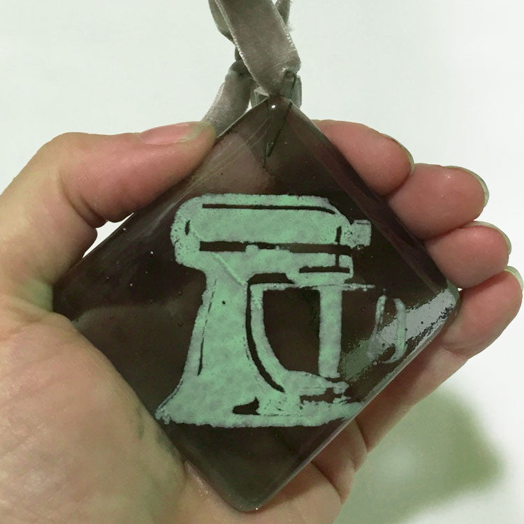 Stand Mixer 2.25" Fused Glass Ornament