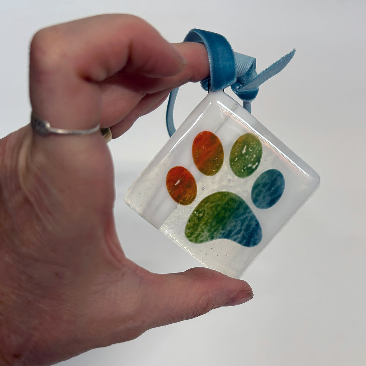 Pawprint 2.25" Fused Glass Ornament
