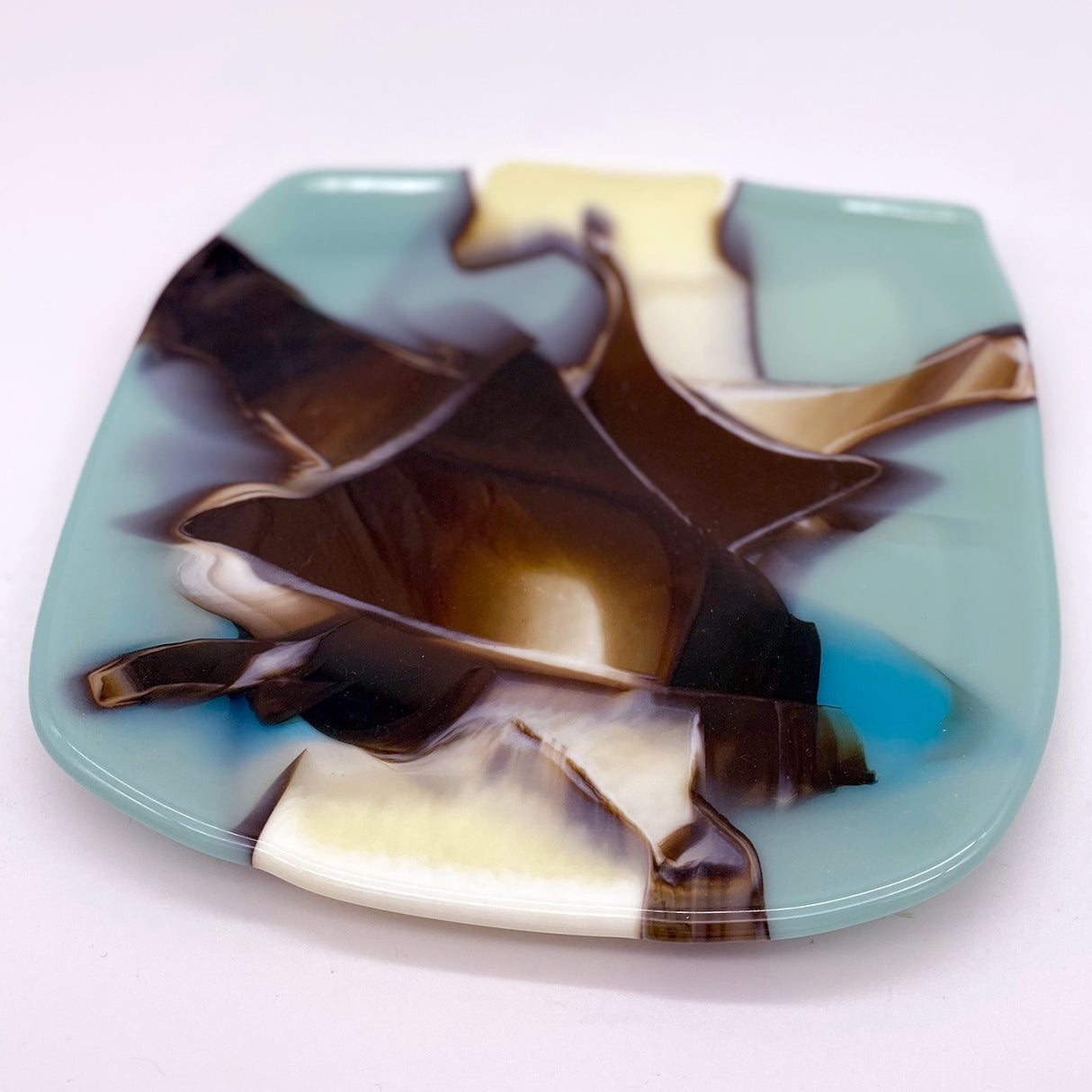 Serving Plate - One of a Kind, Aqua-Ivory-Brown