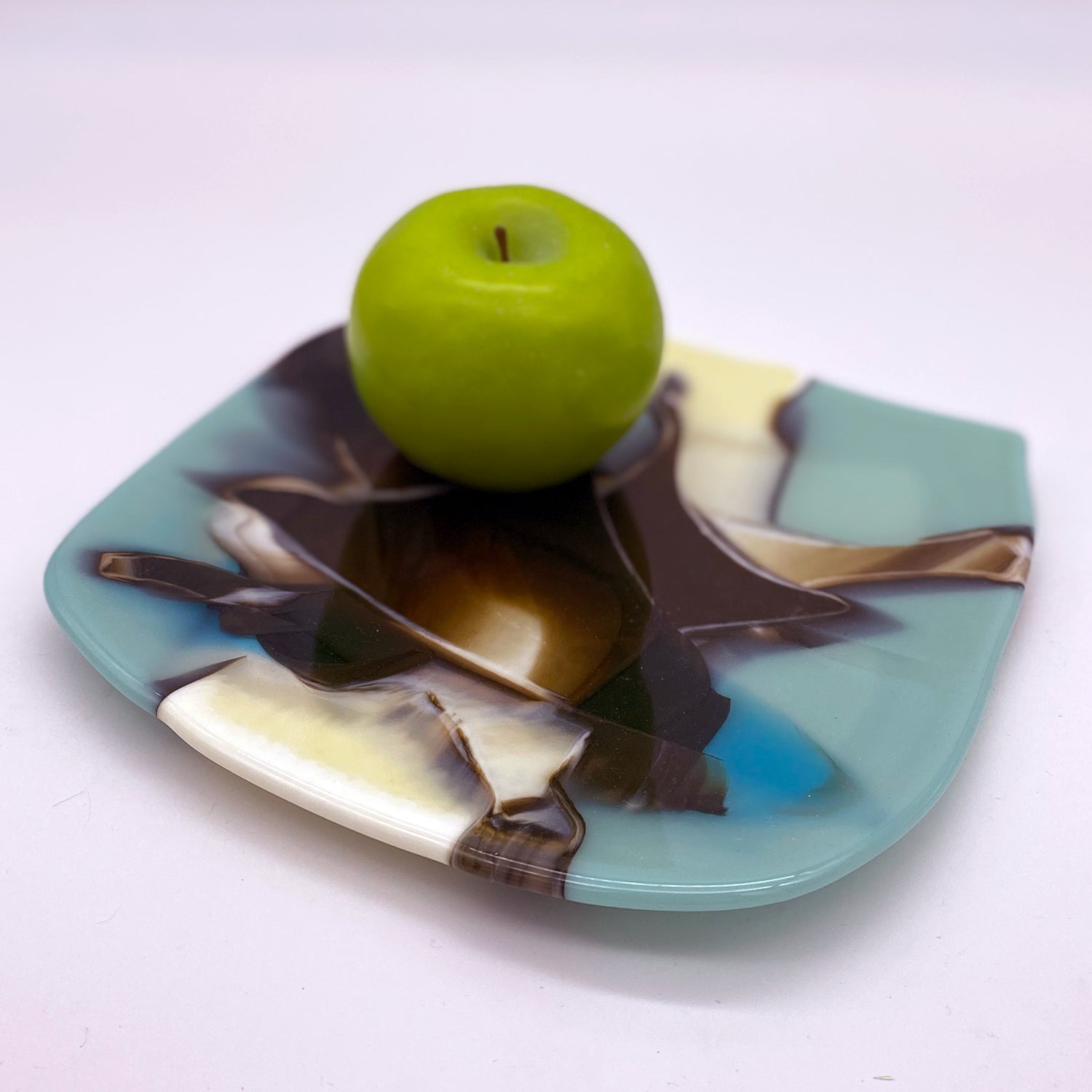Serving Plate - One of a Kind, Aqua-Ivory-Brown