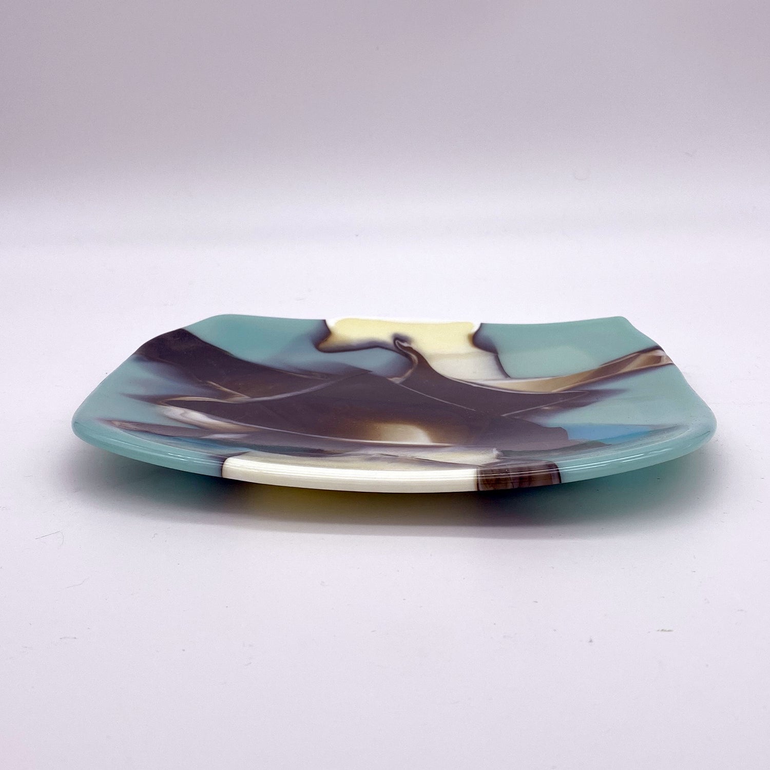 Serving Plate - One of a Kind, Aqua-Ivory-Brown