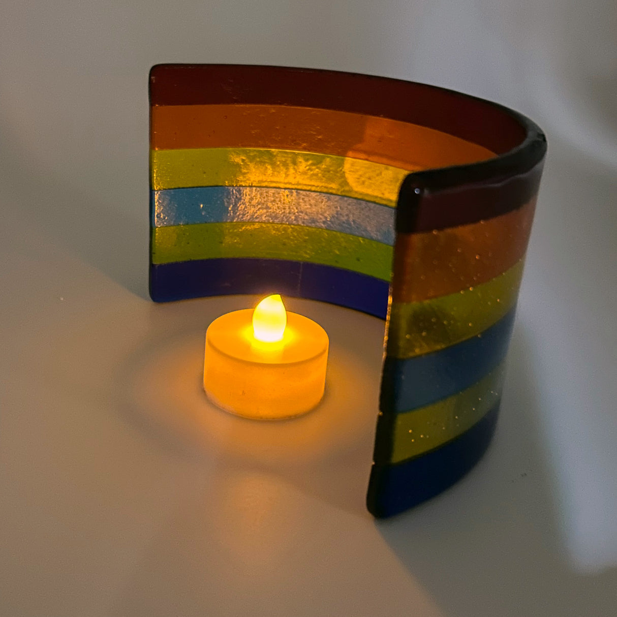 Clouds Rainbow Fused Glass Bridge - Medium