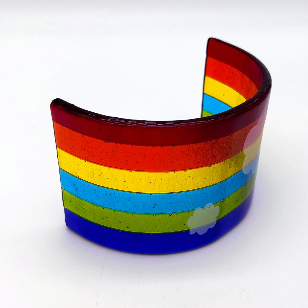 Clouds Rainbow Fused Glass Bridge - Medium