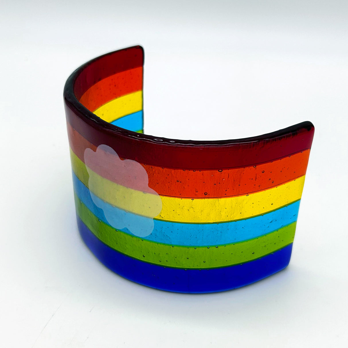 Clouds Rainbow Fused Glass Bridge - Medium