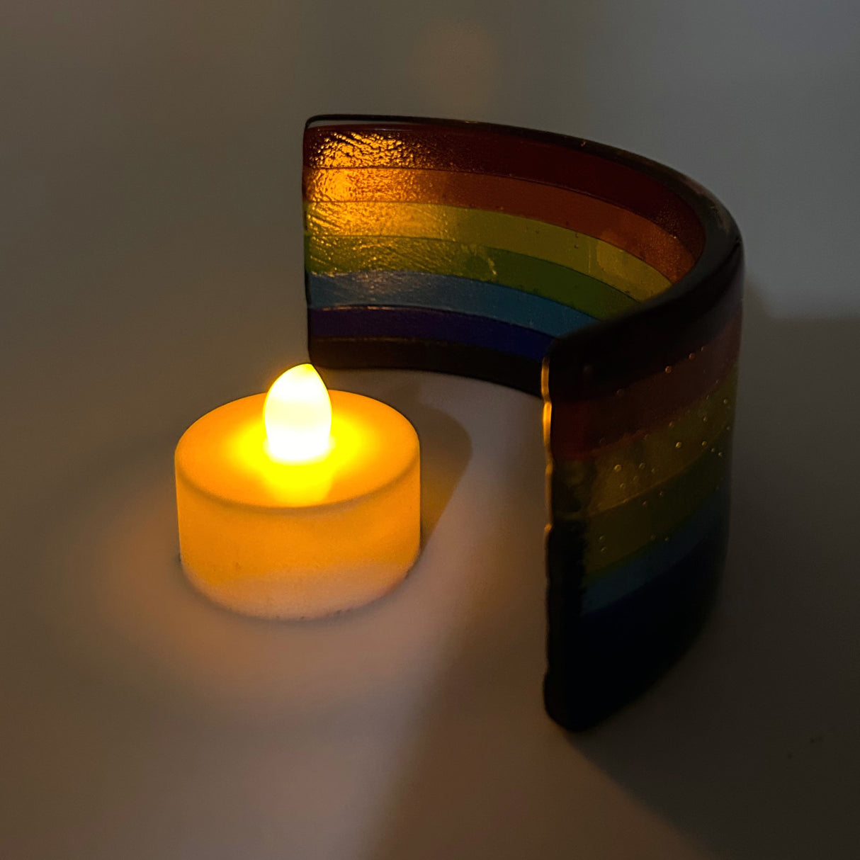 Clouds Rainbow Fused Glass Bridge - Mini