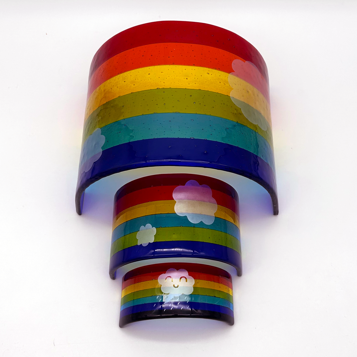 Clouds Rainbow Fused Glass Bridge - Medium