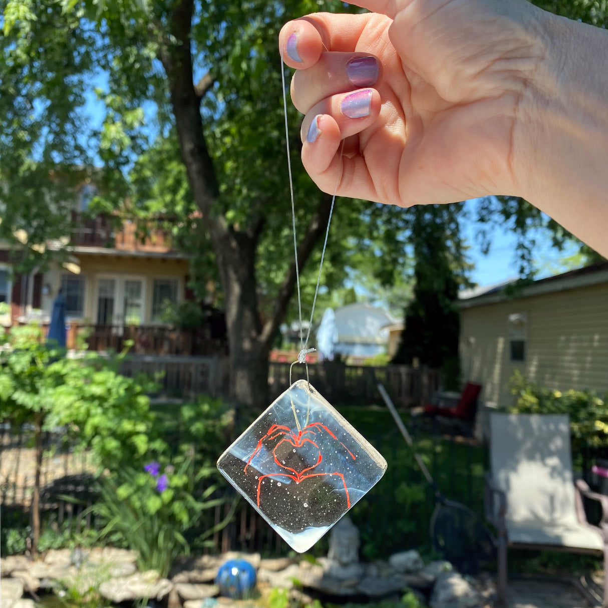 Heart hands Single Sun Catcher