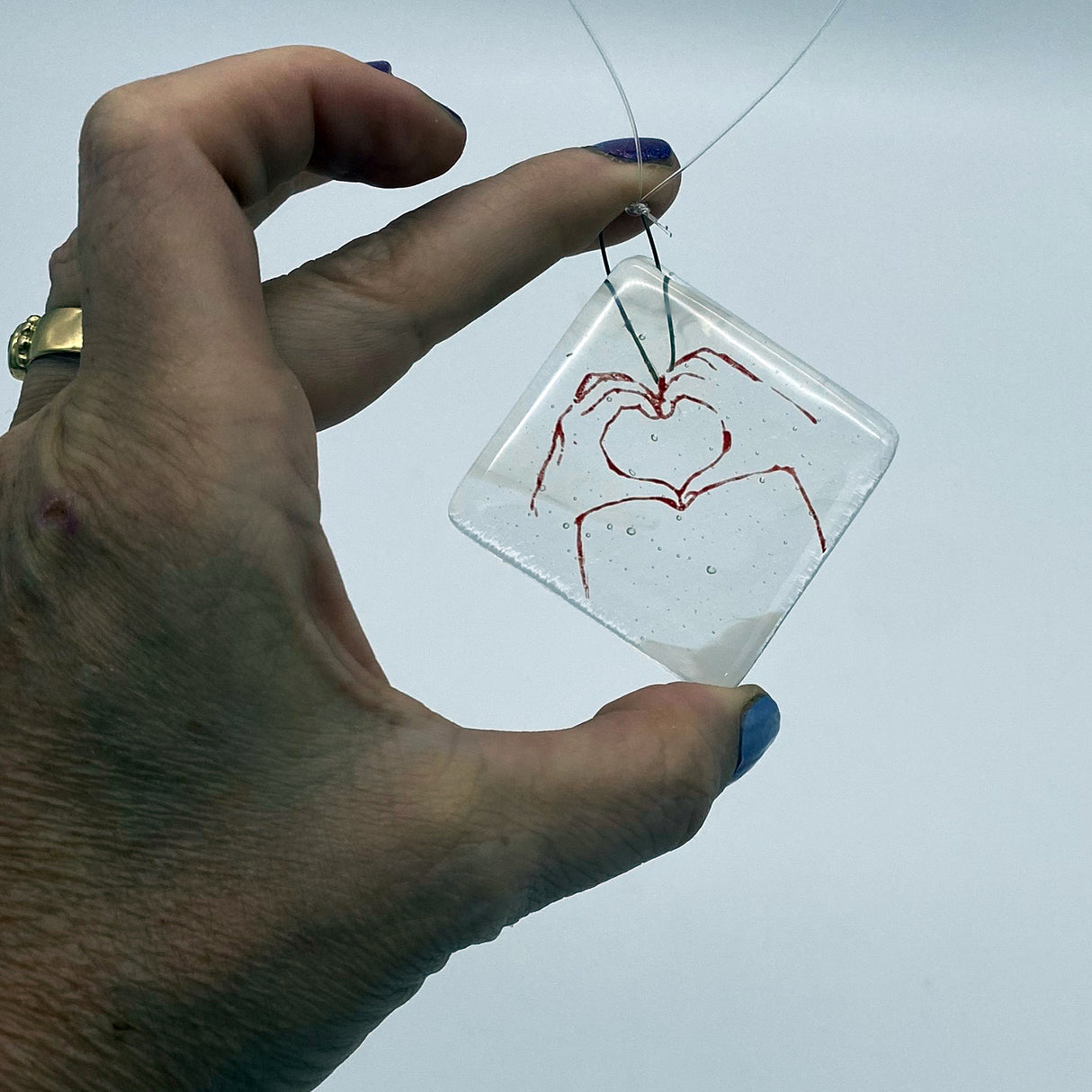 Heart hands Single Sun Catcher